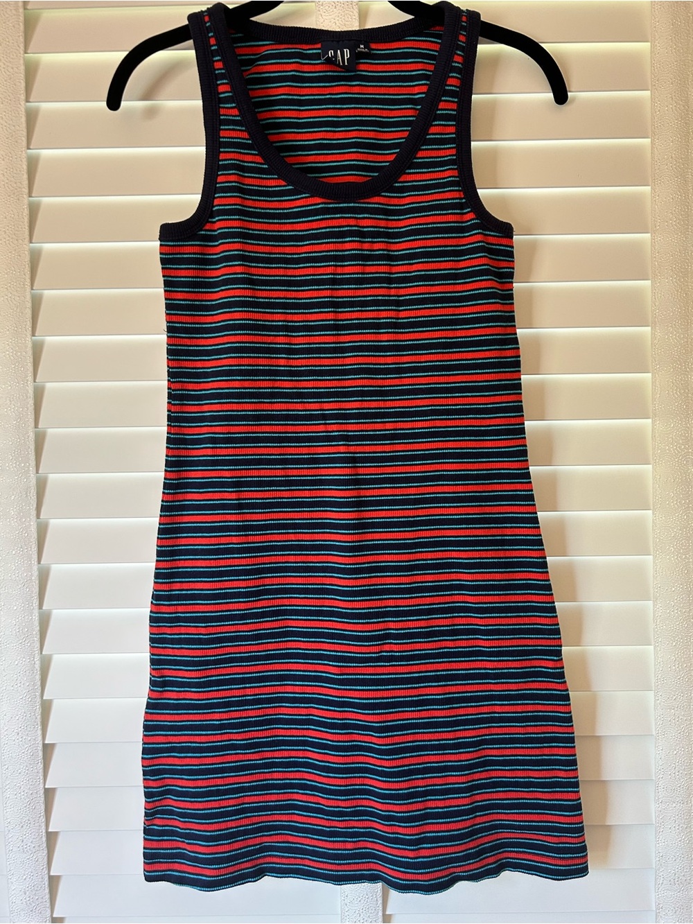 GAP Striped Tank Mini Dress in Navy, Red, Teal